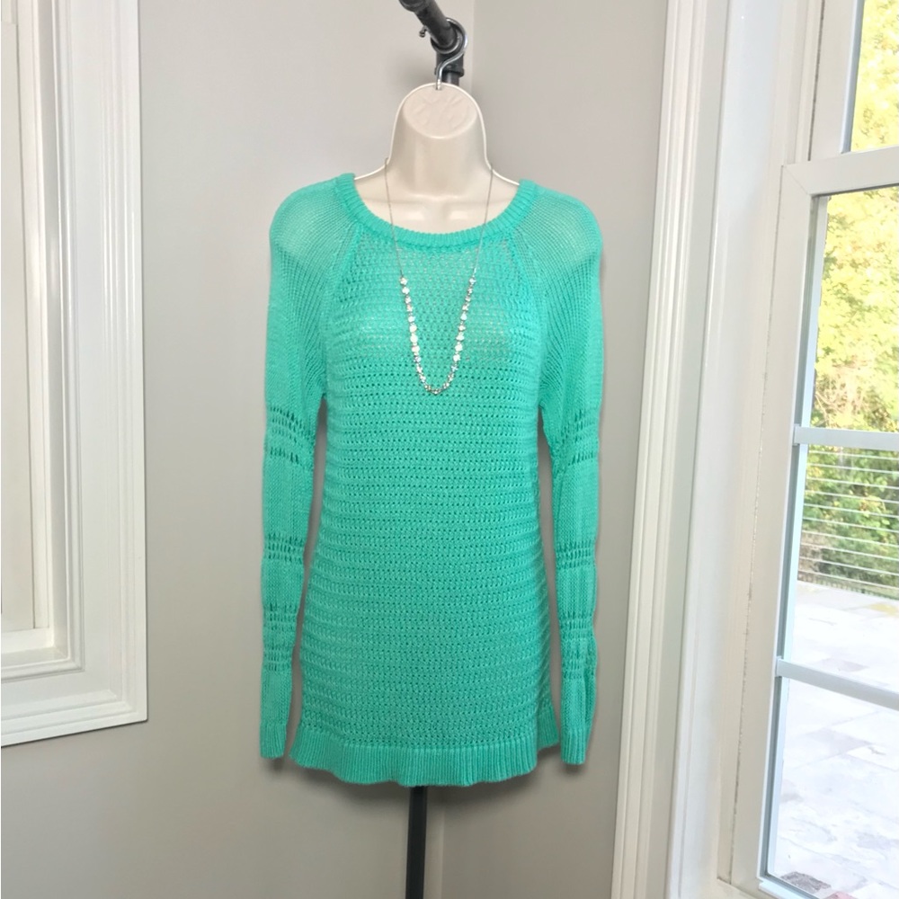 Tommy Bahama Long Sleeve Teal Loose Knit Sweater ~ Women’s Small